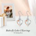 TOUPOP Sterling Silver Rose Heart Butterfly Initial I Letter Drop Dangle Earrings-0-2