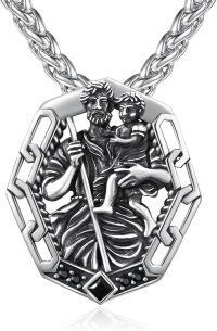 wholesale 925 Sterling Silver Saint Christopher and Child Pendant Necklaces for Men/Women Catholic Religious  Ideas-L-St Christopher