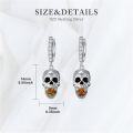 wholesale 925 Silver Skull Hook Earrings 14mm Punk Rock Halloween Jewelry Gift for Women Men-0-3