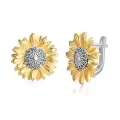 TOUPOP Sterling Silver Gold Plated Sunflower Earrings, Valentine's Day Birthday Gifts-0-0