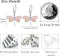 wholesale 925 Sterling Silver Pink Fire Opal Dragonfly Drop Earrings for Women and Girls-0-1