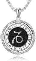 wholesale 925 Sterling Silver Black Sandstone Zodiac Sign Pendant Necklace for Women Girls Astrology s (Capricorn)-0-0