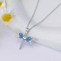 wholesale 925 Sterling Silver Blue Turquoise Dragonfly Pendant Necklace for Women-0-1