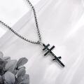wholesale 925 Sterling Silver Obsidian & Malachite Saint Michael's Cross Pendant for Men-0-2