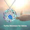 wholesale 925 Sterling Silver Blue Opal Sea Turtle Pendant Necklace with Starfish Charm and Rainbow Crystals for Women-0-2
