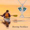 wholesale 925 Sterling Silver & Abalone Rowing Necklace Pendant, 24.7mm Paddle Charm, 20+2 Chain, Hypoallergenic Jewelry Gift for Women-0-4