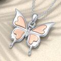 wholesale 925 Sterling Silver Heart-Shaped Butterfly Pendant with Cubic Zirconia Chain Necklaces Gifts for Mother/Wife/Girlfriend/Daughter/Sister/Friend-0-3