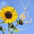wholesale 14K Gold Diamond You Are My Sunshine Heart Necklace for Women-0-5