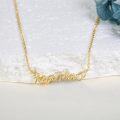wholesale 14K Solid Mama Nameplate Pendant Necklace with Heart and Flower Charms for Women's s-0-1