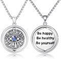 wholesale 925 Sterling Silver Round Evil Eye Pendant with Sapphire and Cubic Zirconia on -0-1