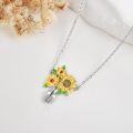 wholesale 925 Sterling Silver Yellow Flower Bouquet Vase Pendant Necklace-0-4