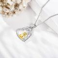 wholesale 925 Sterling Silver 925 Gold-Plated Dachshund Dog in Heart Pendant Necklace-0-2
