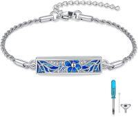 wholesale 925 Sterling Silver Blue Enamel Flower & Butterfly Cremation Ashes Memorial Keepsake Bracelet for Women-Butterfly