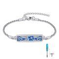 wholesale 925 Sterling Silver Blue Enamel Flower & Butterfly Cremation Ashes Memorial Keepsake Bracelet for Women-0-0