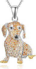 wholesale 925 Sterling Silver Dachshund CZ Pendant Necklace for Pet Lovers-0-0