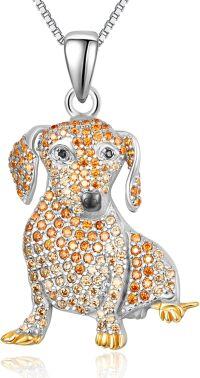 wholesale 925 Sterling Silver Dachshund CZ Pendant Necklace for Pet Lovers-Dachshund