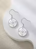 TOUPOP Sterling Silver Turquoise Opal Compass Dangle Earrings-0-2