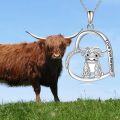 wholesale 925 Sterling Silver Highland Cow Heart Pendant Necklace, Hypoallergenic Lead & Nickel Free, Cute Animal Jewelry Gift for Women-0-3