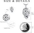 wholesale 925 Sterling Silver Viking Vegvisir Compass Skull Pendant Necklace  for Men & Women - Gothic Memento Mori s-0-4