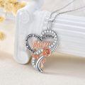 wholesale 925 Sterling Silver Rose Gold Heart Mom Pendant Necklace Cubic Zirconia For Women-0-1