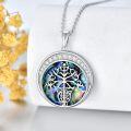 wholesale 925 Sterling Silver Round Abalone Shell Tree Of Gondor Pendant Necklace For Men-0-4