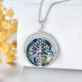 wholesale 925 Sterling Silver Round Abalone Shell Tree Of Gondor Pendant Necklace For Men-0-4