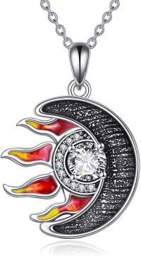 wholesale 925 Sterling Silver Sun Moon Necklace with April Birthstone for Women-Sun and Moon