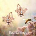 wholesale Gold 925 Sterling Silver Honeybee Flower Stud Earrings with Crystal Accents-0-7