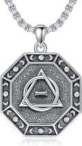 wholesale 925 Sterling Silver Viking Valknut Triangle Pendant Necklace for Men & Women-0-0