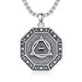 wholesale 925 Sterling Silver Moon Phase Pendant With Triangle And Circle Design On Octagonal Chain-0-0
