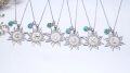 wholesale Sterling Silver Turquoise Sun A Z Alphabet Necklace for Women-0-3