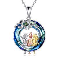 wholesale 925 Sterling Silver Three Girls Friendship Crystal Leaf Pendant Necklace Tricolor Plated-3-Circle Sisters