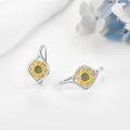 wholesale 925 Sterling Silver Gold Plated Black Stone Teardrop Sunflower Leverback Earrings for Women-0-4