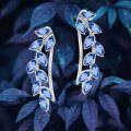 wholesale Sterling Silver Austrian Crystal Leaf Ear Climbers Hypoallergenic Earrings for Sensitive Ears-0-35