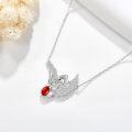 wholesale 925 Sterling Silver Red Coral Phoenix Pendant Necklace s for Women Girls-0-2