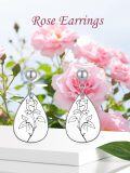 wholesale Sterling Silver Floral Teardrop Earrings w Birth Flower Engraved Gift for Women-0-12