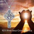 wholesale 925 Sterling Silver Abalone Shell Celtic Knot Crucifix Cross Pendant Necklace for Women-0-4