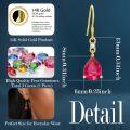 wholesale 14K Gold 3CT Artificial Gemstone Pear-Cut Birthstone Dangle Earrings-0-3
