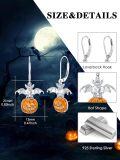 wholesale 925 Sterling Silver Gothic Bat Pumpkin Earrings with Hypoallergenic Hook – Halloween Jewelry Gift (21x12mm)-0-4
