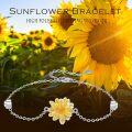 wholesale 925 Sterling Silver Yellow Daisy Flower Charm Bracelet for Women's -0-5