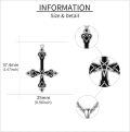 wholesale 925 Sterling Silver Black Gothic Inverted Cross Pendant with Pentagram Charm Necklace for Women-0-4