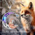 wholesale 925 Sterling Silver Fox Moon Star Pendant Necklace for Women-0-5