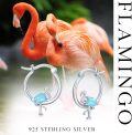 wholesale 925 Sterling Silver Flamingo Opal Stone Huggies Earings for Women Girls-0-5