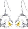 wholesale 925 Sterling Silver Chicken & Chick Moonstone Dangle Drop Earrings for Women-0-0