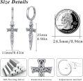 wholesale 925 Sterling Silver Celtic Knot Sword Cross Dangle Earring Set - Gothic Medieval Style Hoops for Men & Women-0-4