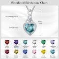 wholesale 925 Sterling Silver Heart Birthstone Necklace - Adjustable Chain, Hypoallergenic, No Nickel, No Lead, Gift for Women-0-5