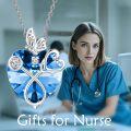 wholesale TOUPOP Christmas Gifts For Nurse Stethoscope Necklace With Butterfly 925 Sterling Silver Heart Crystal Nursing Themed Birthstone Jewelry Birthday Gifts For Women Doctor Medical Student -0-1