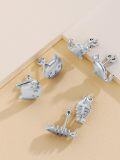 wholesale 925 Sterling Silver Cat & Fishbone Stud Earring Sets for Women (3 pairs)-0-3