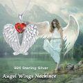 wholesale 925 Sterling Silver Birthstone Angel Wings Pendant Necklace for Women Christmas Gift-0-2