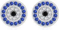 wholesale 925 Sterling Silver Blue Evil Eye Stud Hoop Earrings with Cubic Zirconia and Circle Design for Women Girls - Spiritual s-Stud